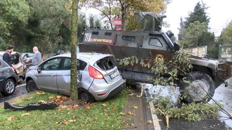 Sarıyerde zırhlı polis aracı, 6 araca çarptı: Yaralılar var