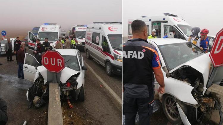 Adıyamanda feci kaza Otomobil bariyere çarptı: 1 ölü, 5 yaralı