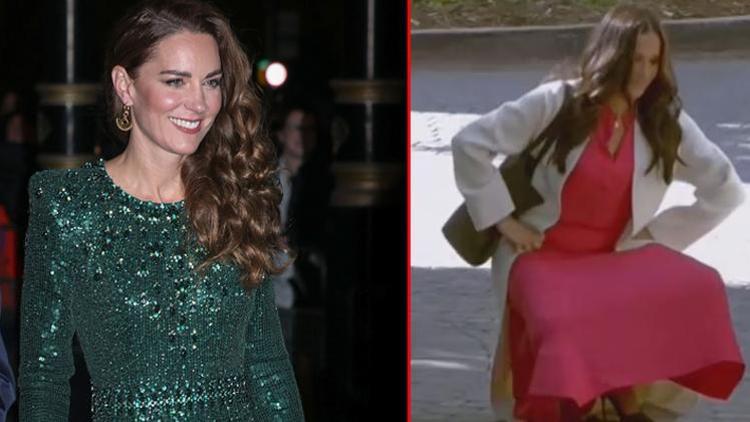 Meghan Markle ve Kate Middleton sahnede: Biri Londrada kırmızı halıda salınıyordu, o sırada Amerikada...