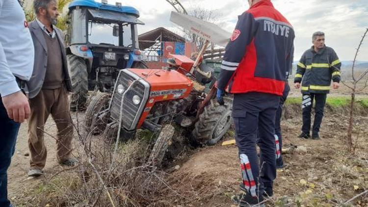 Erbaada su kanalına düşen traktörün sürücüsü yaralandı