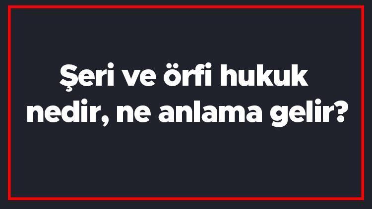 Şeri ve örfi hukuk nedir, ne anlama gelir Osmanlıda şeri ve örfi davalara kim bakar