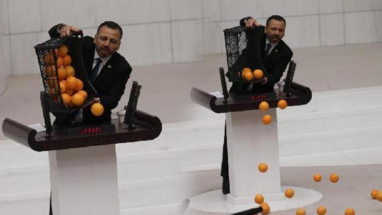 CHPli Erbaydan, bütçe görüşmesinde portakallı tepki
