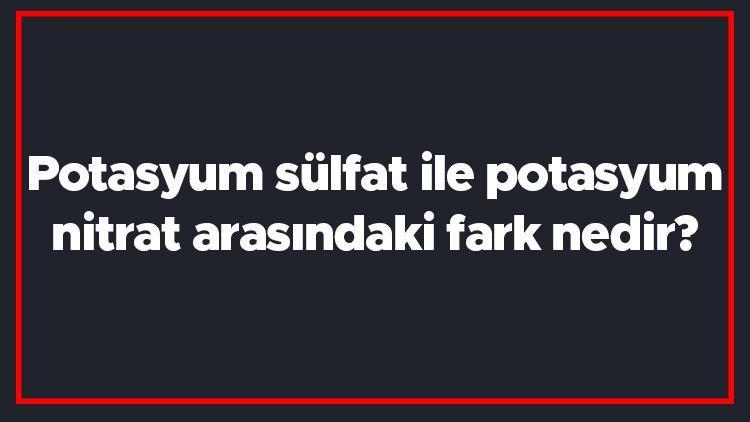 Potasyum sülfat ile potasyum nitrat arasındaki fark nedir