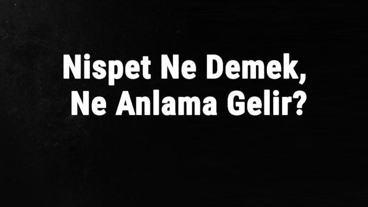 Nispi Ne Demek, Ne Anlama Gelir Nispi Kelimesinin Tdk Sözlük Anlamı