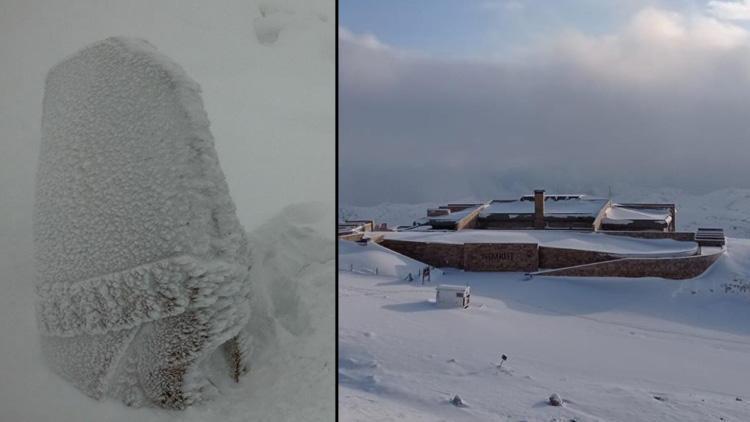 Nemrut Dağı buz tuttu Turistlerin çıkmasına izin verilmiyor