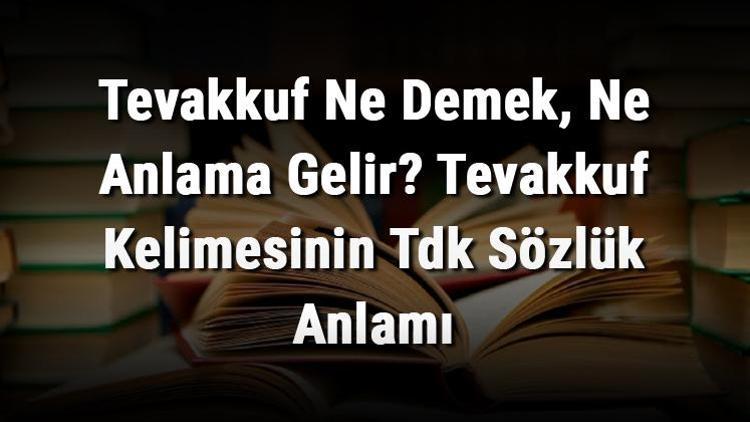 Tevakkuf Ne Demek, Ne Anlama Gelir Tevakkuf Kelimesinin Tdk Sözlük Anlamı