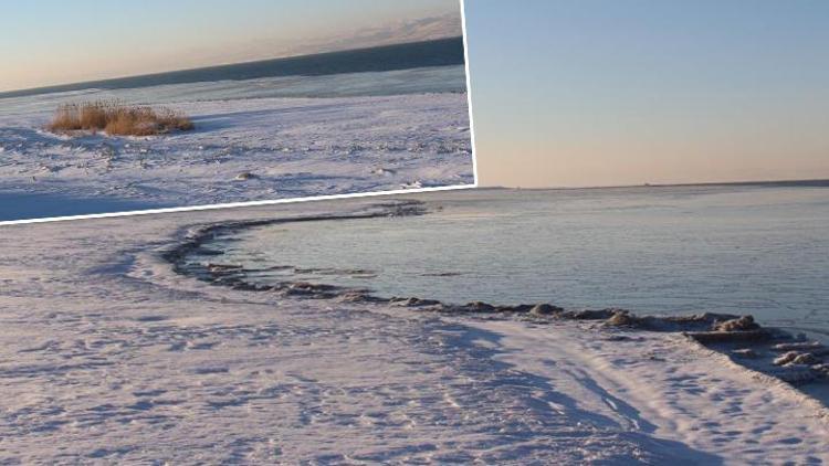 Van Gölünün yüzeyi buz tuttu