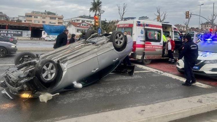 Kontrolden çıkan otomobil takla attı