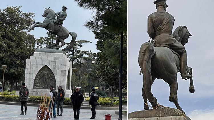 Samsunda Atatürk Anıtına çirkin saldırı