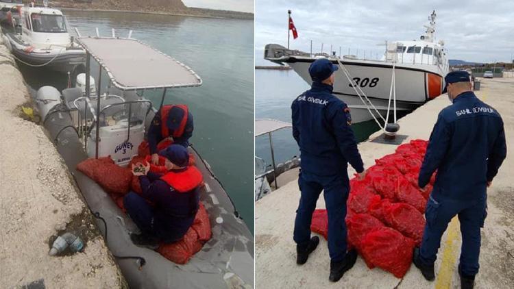 Tekne radara takıldı, 1 ton kaçak canlı midye ele geçirildi