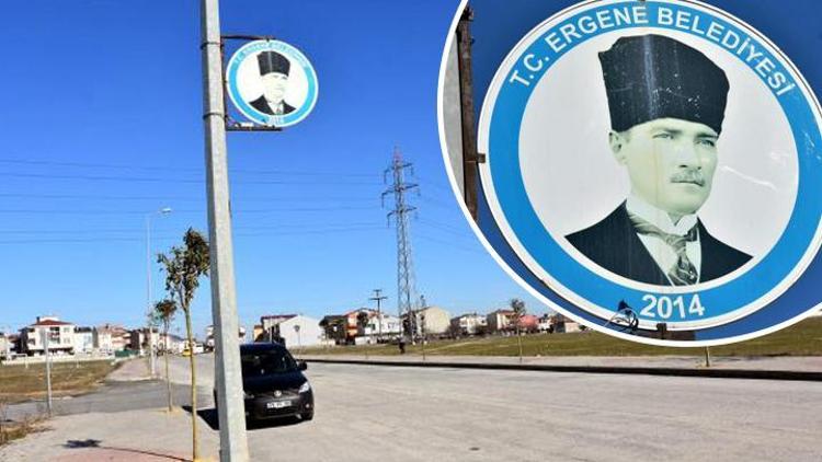 Atatürk resimli belediye tabelalarını kıran şüpheli gözaltında