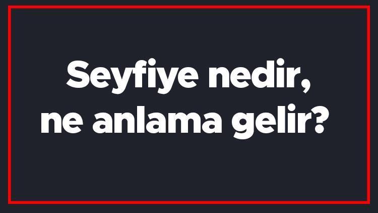 Seyfiye nedir, ne anlama gelir Seyfiye sınıfında kimler var, görevleri nelerdir