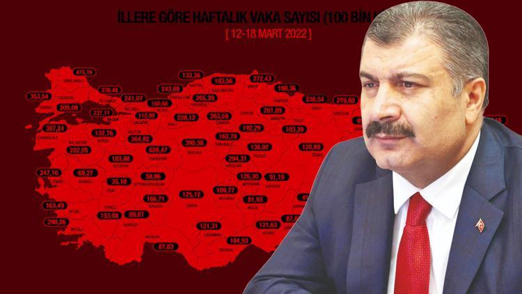 Son dakika: Sağlık Bakanı Koca haftalık koronavirüs vaka haritasını paylaştı