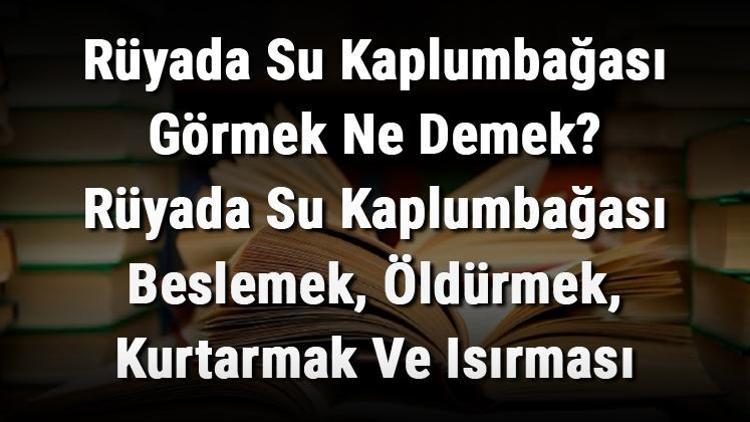 Rüyada Su Kaplumbağası Görmek Ne Demek Rüyada Su Kaplumbağası Beslemek, Öldürmek, Kurtarmak Ve Isırması