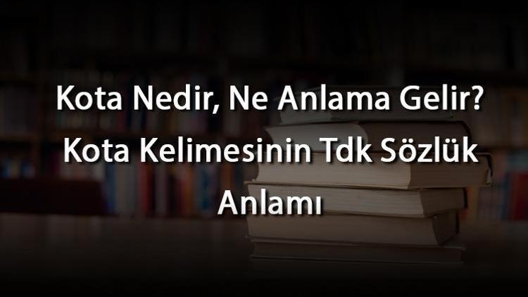 Kota Nedir, Ne Anlama Gelir Kota Kelimesinin Tdk Sözlük Anlamı