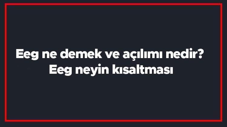 Eeg ne demek ve açılımı nedir Eeg neyin kısaltması