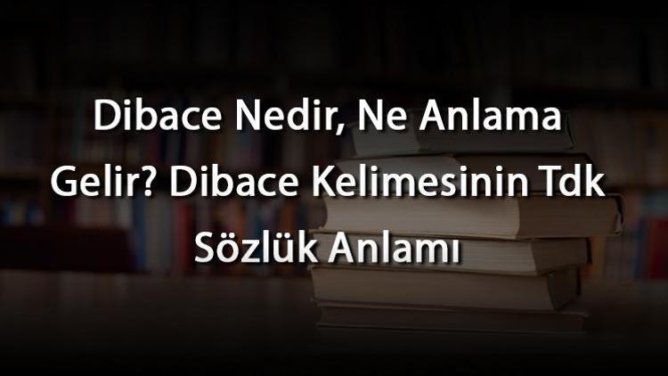 Dibace Nedir, Ne Anlama Gelir Dibace Kelimesinin Tdk Sözlük Anlamı