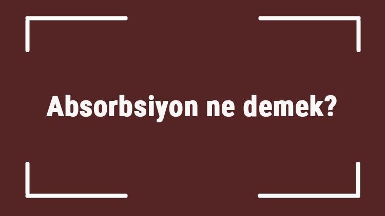 Absorbsiyon ne demek Kimyada gıdaların emilmesi absorbsiyon kelimesinin tanımı