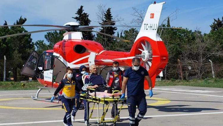 Kalp ritmi bozuk hasta ambulans helikopterle hastaneye sevk edildi