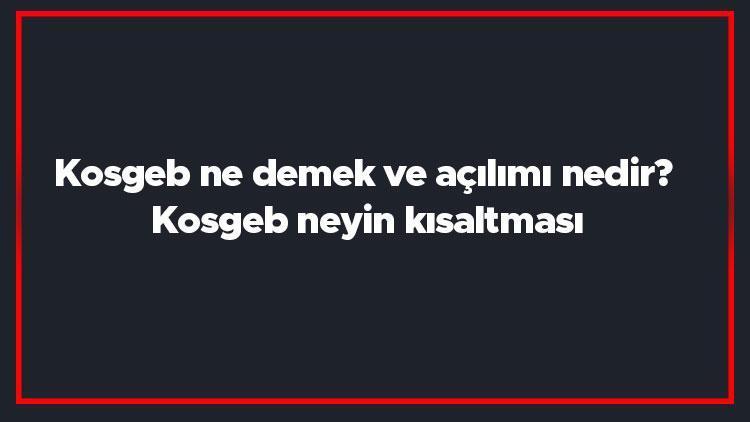 Kosgeb ne demek ve açılımı nedir Kosgeb neyin kısaltması