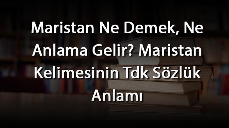 Maristan Ne Demek, Ne Anlama Gelir Maristan Kelimesinin Tdk Sözlük Anlamı