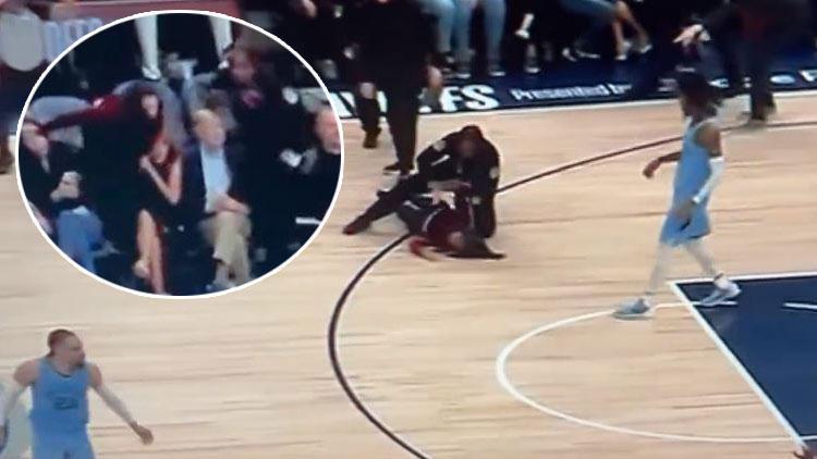 NBAde görülmemiş olay Sahaya girmeye çalışan kadını güvenlik görevlisi durdurdu