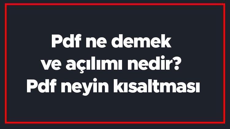 Pdf ne demek ve açılımı nedir Pdf neyin kısaltması