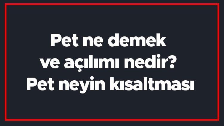 Pet ne demek ve açılımı nedir Pet neyin kısaltması