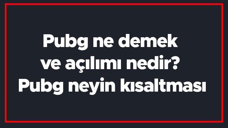 Pubg ne demek ve açılımı nedir Pubg neyin kısaltması