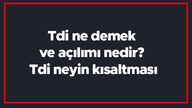 Tdi ne demek ve açılımı nedir Tdi neyin kısaltması