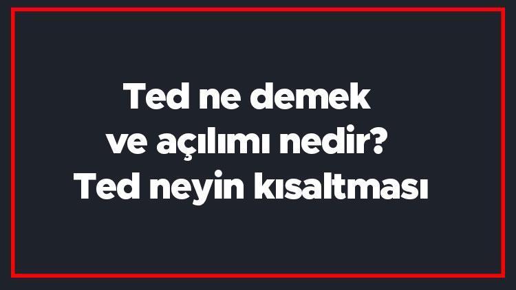 Ted ne demek ve açılımı nedir Ted neyin kısaltması