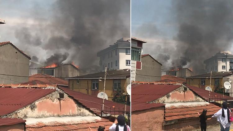 Sultanbeylide binanın çatısında tadilat sırasında yangın
