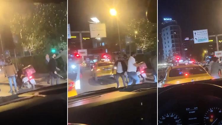 Beyoğlunda taksi şoförleriyle yolcuların kavgası