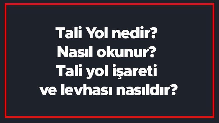 Tali Yol nedir Nasıl okunur Tali yol işareti ve levhası nasıldır