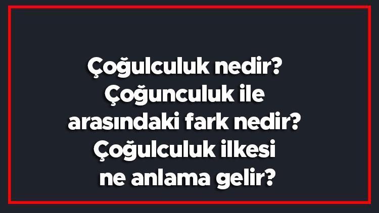 Çoğulculuk nedir Çoğunculuk ile arasındaki fark nedir Çoğulculuk ilkesi ne anlama gelir