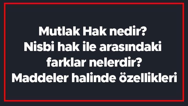 Mutlak Hak nedir Nisbi hak ile arasındaki farklar nelerdir Maddeler halinde özellikleri