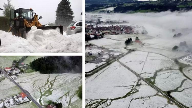 Allgaeu’a kış geri geldi: Dolu yağdı, ağaçlar devrildi, su bastı