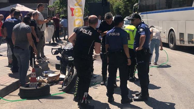 Göreve giden motosikletli asayiş timi kaza yaptı: 2 polis yaralandı