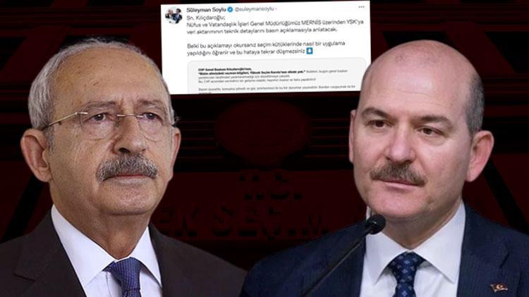 Bakan Soyludan CHP lideri Kılıçdaroğlunun YSK sözlerine yanıt