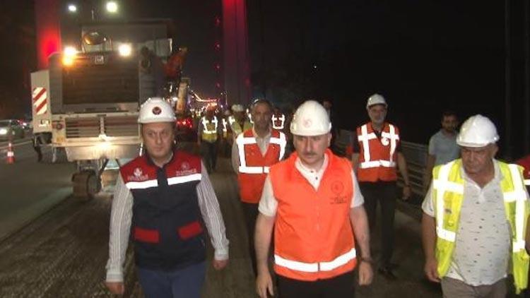 Bakan Karaismailoğlu, FSM Köprüsündeki bakım çalışmasını inceledi