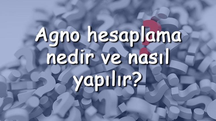 Agno hesaplama nedir ve nasıl yapılır Agno hesaplama formülü