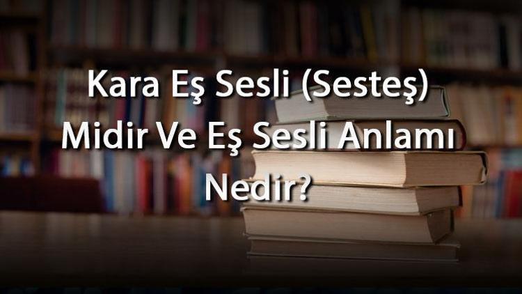 Kara Eş Sesli (Sesteş) Midir Ve Eş Sesli Anlamı Nedir Kara İle İlgili Eş Sesli Örnek Cümleler