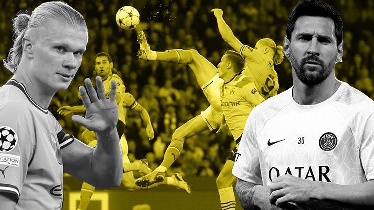 Son Dakika: UEFA Şampiyonlar Liginde çılgın gece Erling Haalanddan akılalmaz gol... Lionel Messiden tek golle iki rekor...