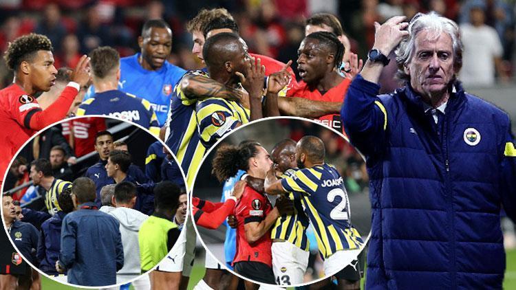 Rennes-Fenerbahçe maçında gergin anlar Jorge Jesus kenarda çılgına döndü