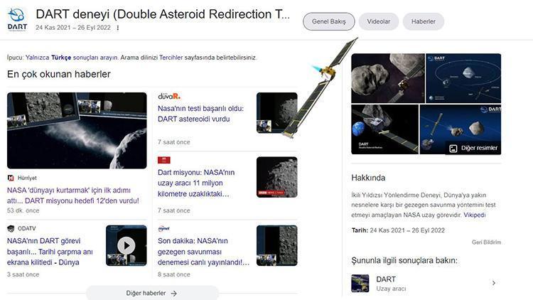 Googledan NASA DART deneyi için özel animasyon
