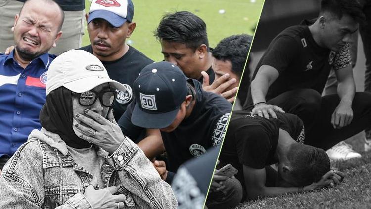 Endonezyadaki stadyum felaketinden geriye kalanlar... Gözyaşları sel oldu, futbolcular dua için toplandı