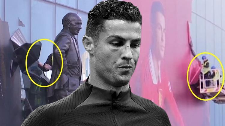 Old Trafforddaki Ronaldo görseli kaldırıldı Sebebi röportaj mı Gerçek ortaya çıktı...