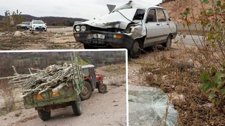 Tokatta otomobil, ağaç yüklü traktöre çarptı: 6 yaralı