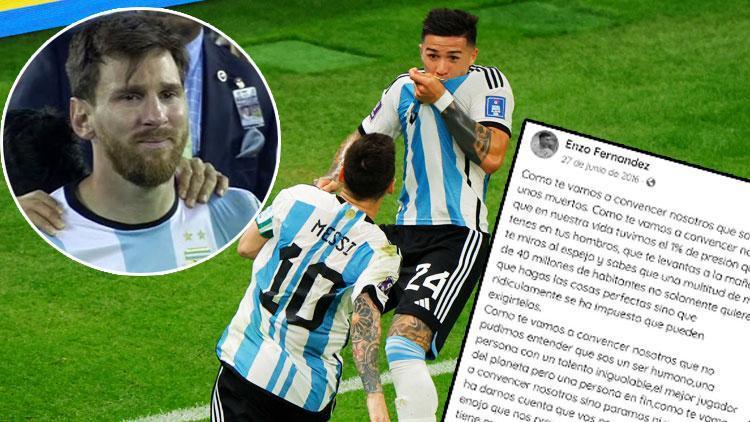 Enzo Fernandezin Lionel Messiye 6 yıl önce yazdığı mektup ortaya çıktı Bugün Dünya Kupası için beraber savaşıyorlar...