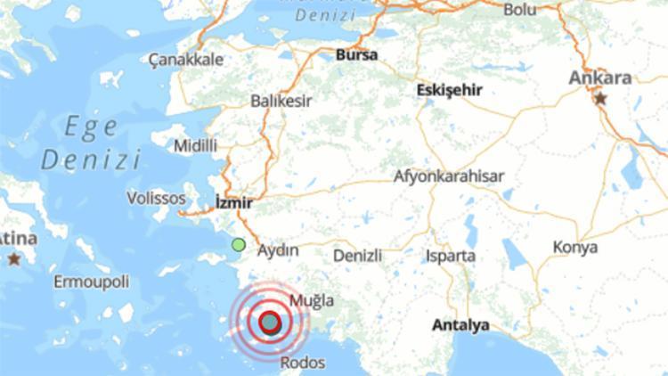 Son dakika... Ege Denizinde Muğla açıklarında 4 büyüklüğünde deprem
